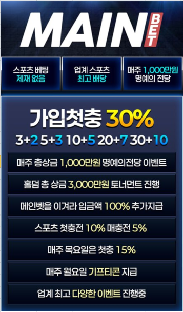 Ⓜ️메인벳Ⓜ️ 안전 놀이터 Ⓜ️ 스포츠 /3+2 / 5+3 / 10+5 / 20+7 / 30+10 / 총 상금 천만원 명예의전당 Ⓜ️